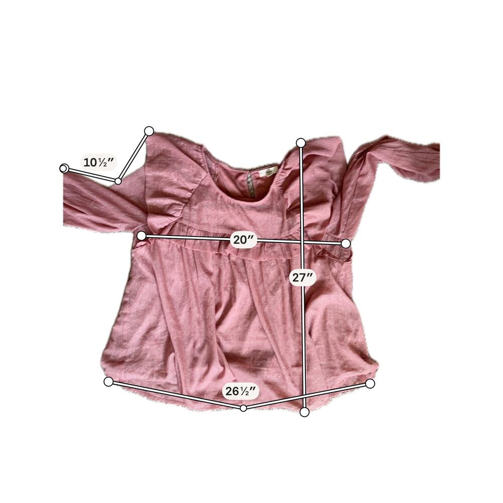 Entro boho ruffle blouse rose ad gold dots euc M - Picture 2 of 7